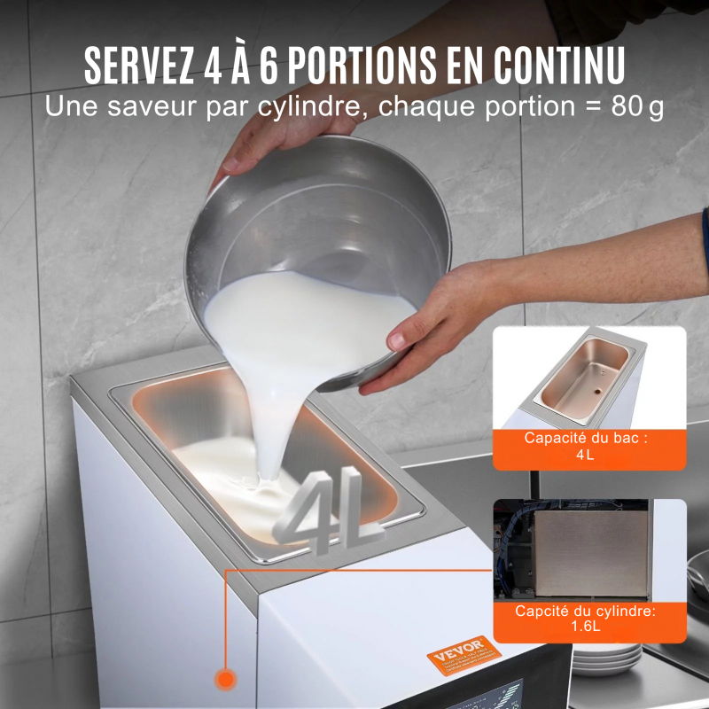 Machine à Glace Professionnelle 10 L/h 900 W | 1 Saveur, Trémie 4 L, Panneau LCD, Pré-refroidissement et Nettoyage Automatique – Image 3