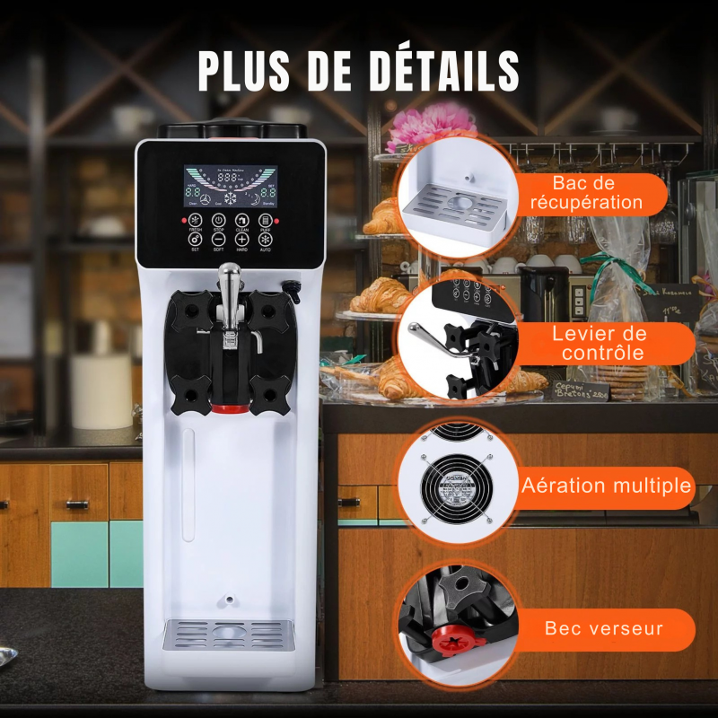 Machine à Glace Professionnelle 10 L/h 900 W | 1 Saveur, Trémie 4 L, Panneau LCD, Pré-refroidissement et Nettoyage Automatique – Image 2
