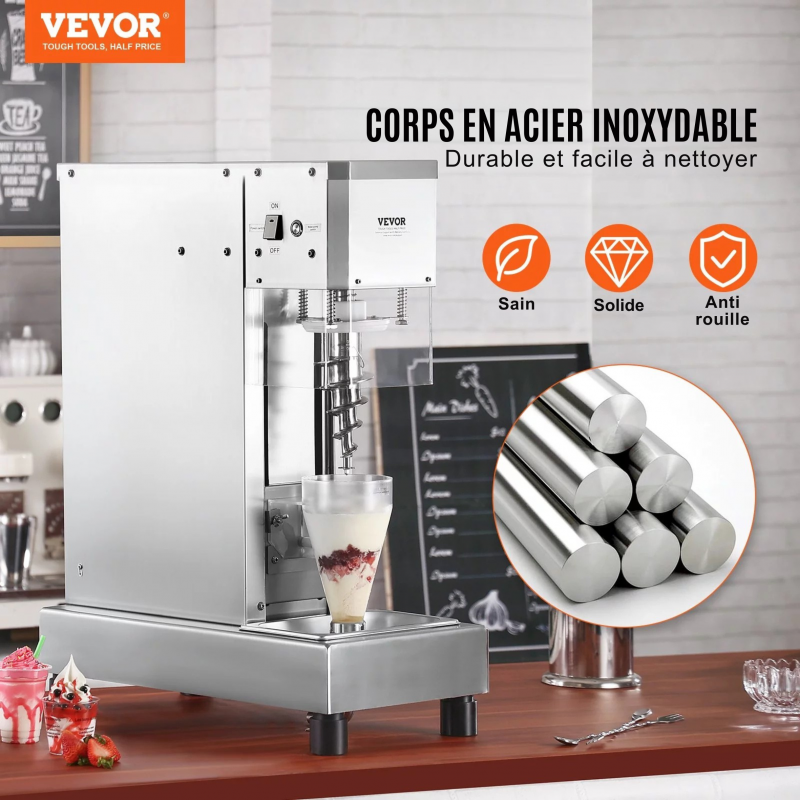 Turbine à Glace Professionnelle avec Mélangeur Crème et Sorbet | 750 W Inox – Image 3