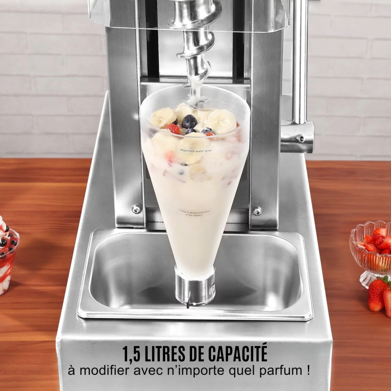 Turbine à Glace Professionnelle avec Mélangeur Crème et Sorbet | 750 W Inox