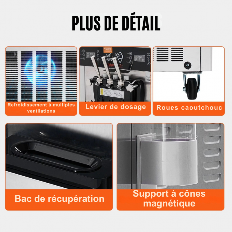 Machine à Glace Italienne Commerciale 34-44 L/h 1850 W 3 Saveurs | Trémie 2x9 L | Panneau LED | Utilisation à Un Seul Cylindre Disponible | Réfrigération de Nuit – Image 6