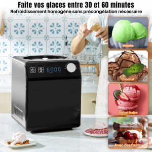 Sorbetière Professionnelle 2 L | 180 W Écran LCD Pré-congélation Rapide